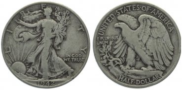 USA 1/2 Dollar 1942 o. Mzz. - Walking Liberty